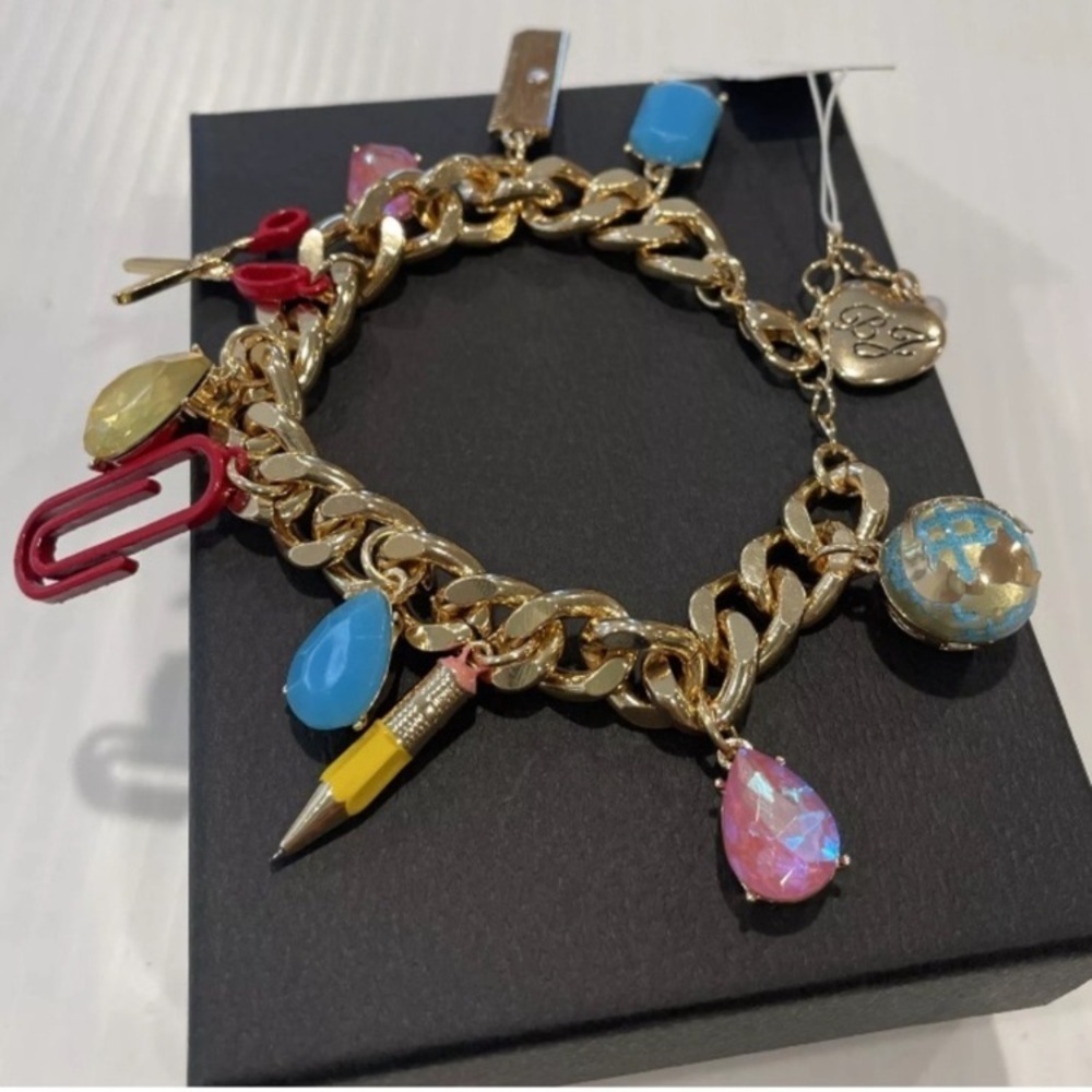 BETSEY JOHNSON 2024 Season Back to School Whimsical Fun Charm Bracelet NEW NWT